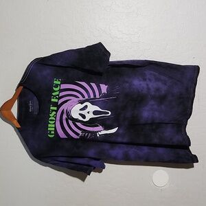 Ghost Face Scream Graphic Purple Tye Dye T Shirt 2X Cotton Short Sleeve